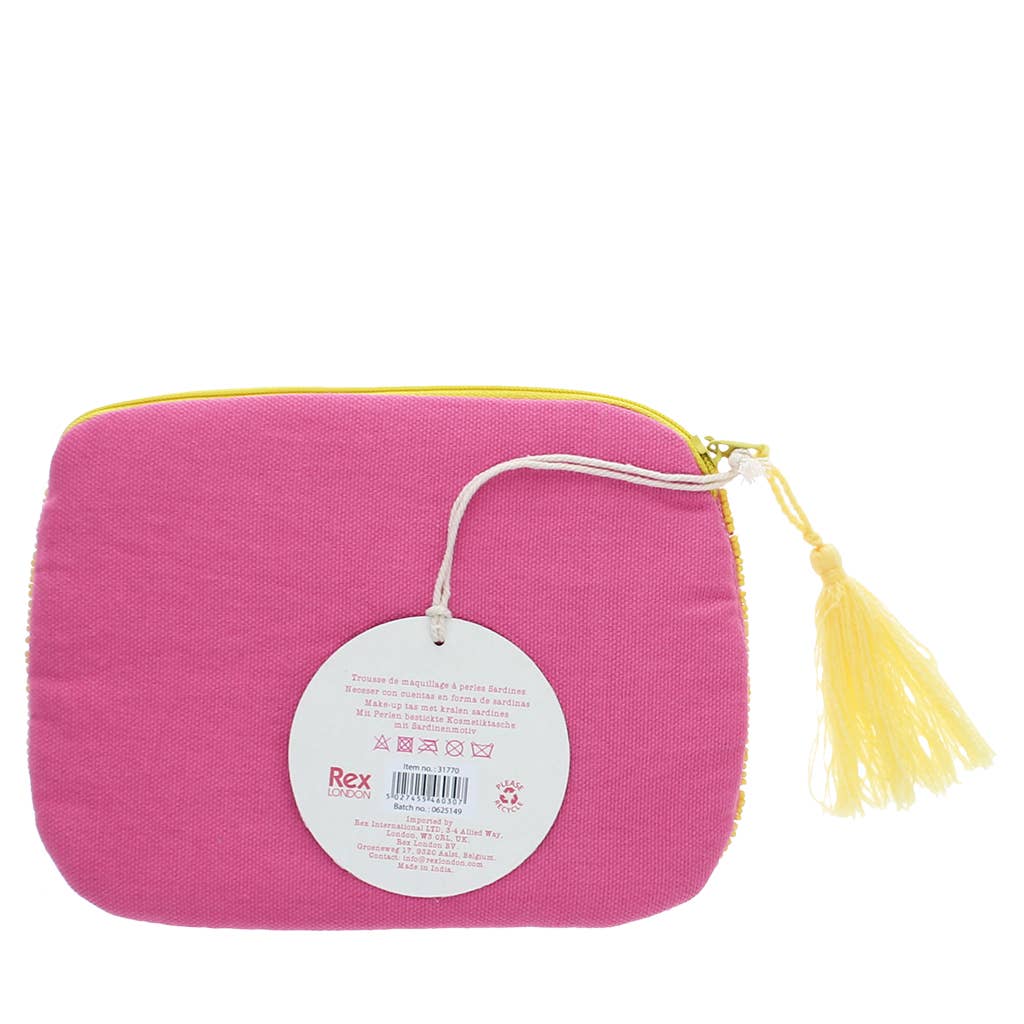 Handgefertigte Perlen-Kosmetiktasche - Sardinen