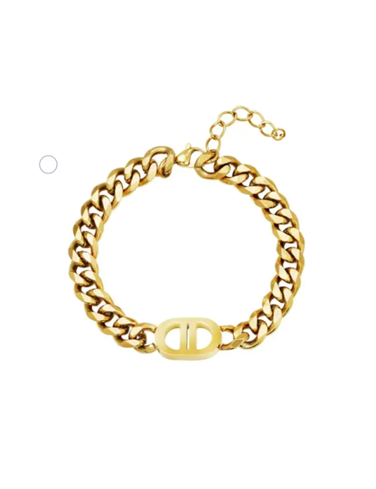 Edelstahlarmband mit doppeltem D in 14 Karat Gold plattiert