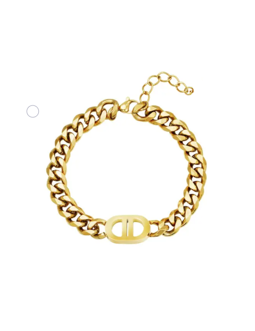 Edelstahlarmband mit doppeltem D in 14 Karat Gold plattiert
