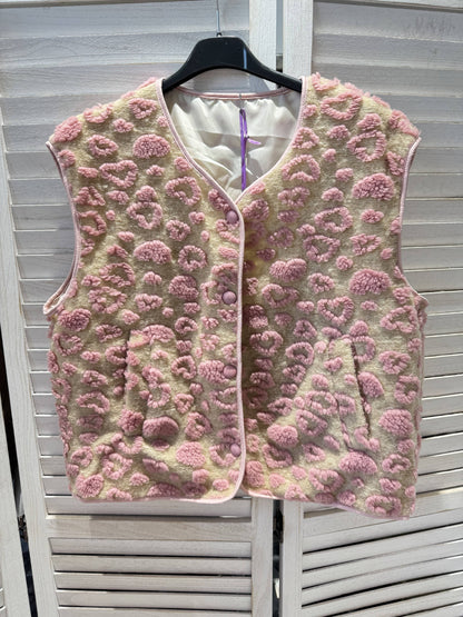 Weste mit Mustern in verschiedenen Texturen: Rose / Taille unique