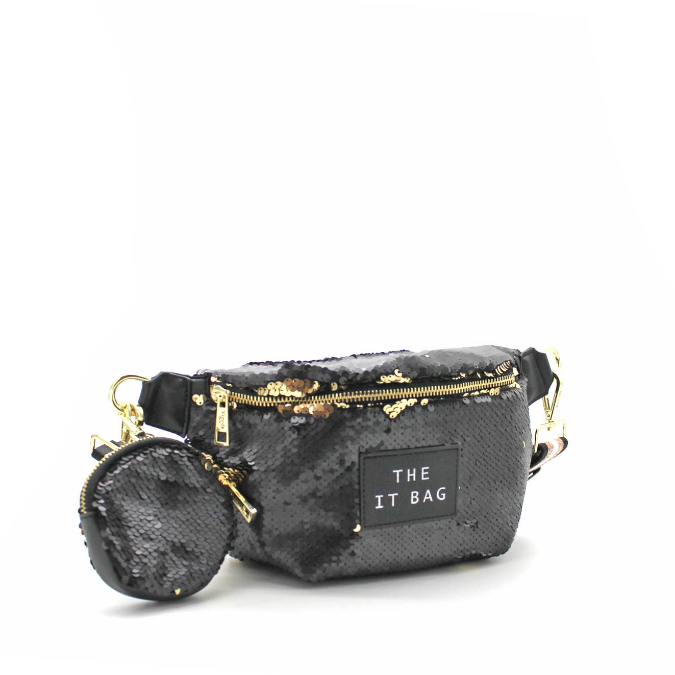 SEQUINS ROBINA Wendetasche mit Glitzer: Silber