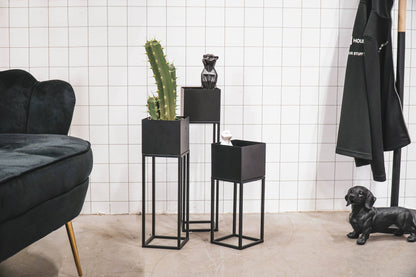 HV Pflanzenhalter aus Metall, groß, 15 x 60 cm, Schwarz