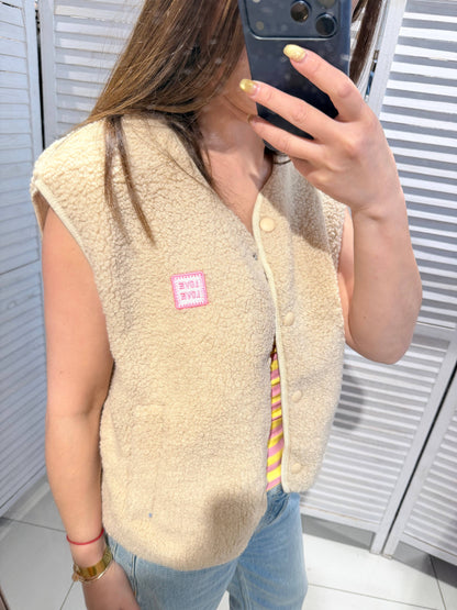Ärmellose Weste aus Kunstpelz: Beige / Eine Größe